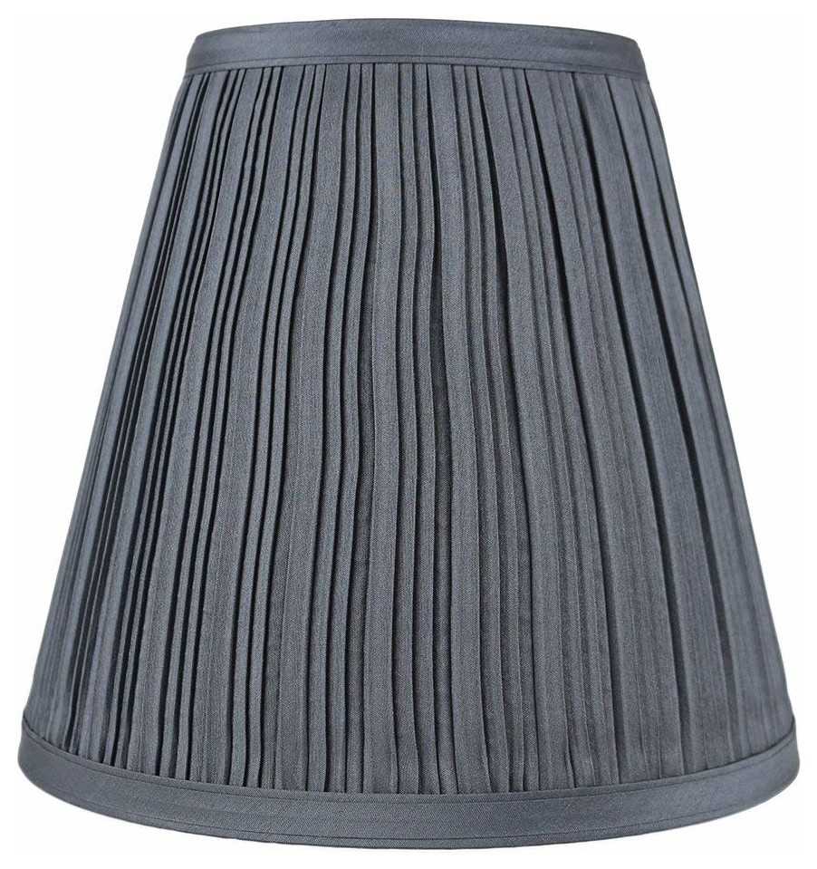Urbanest Empire Lamp Shade 5x9x8.5", Gray Pleated Faux Silk