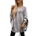 thumbnail image 1 of Suéter Elegante de Punto Tipo Capa para Mujer, Cuello Redondo, Larga, Holgado, Suéter de Punto Tipo Chal A . Gris XXL, 1 of 8