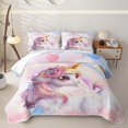 thumbnail image 2 of Erosebridal Cartoon Unicorn Daisy Twin Quilt Set,3D Colorful Stars Print Twin Coverlet Set For Girls,2 Pieces, 2 of 7