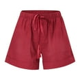 thumbnail image 6 of Women Comfy Drawstring Casual Elastic Waist Solid Color Shorts Summer Beach Lightweight Short Pants with Pockets, 6 of 6
