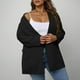 thumbnail image 5 of Sudadera para mujer,Blazer informal para mujer, liso, con botones en la parte delantera, manga larga y bolsillos, poliéster, para el trabajo o el hogar, sopatenor, 5 of 9