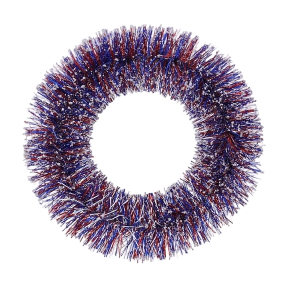 Blue and White Decor Front Yard Decorations Outdoor 15 in Tinsel Patriotic Wreath Hanging Outdoor Holiday Party Supplies 1 Set