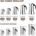 thumbnail image 2 of Stainless Steel Espresso Machine Hot Plate Moka Pot Espresso Machine Percolator Italian Coffee Maker Capable Mocha Coffee Machine Classic Coffee Maker, 2 of 5