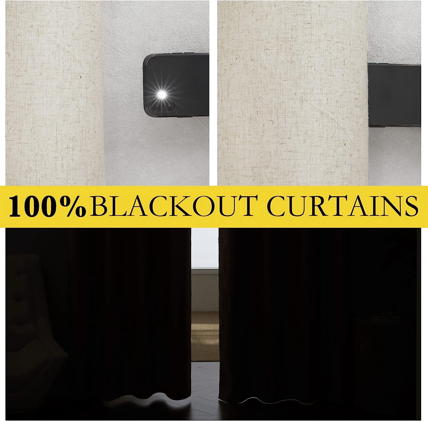 NICETOWN Natural 100% Blackout Curtain Patio Door Curtain, Thermal Insulated Sound Reducing Extra Wide Sliding Door Curtain Privacy Grommet Drapes for Living Room, 100"x95", 1 Panel