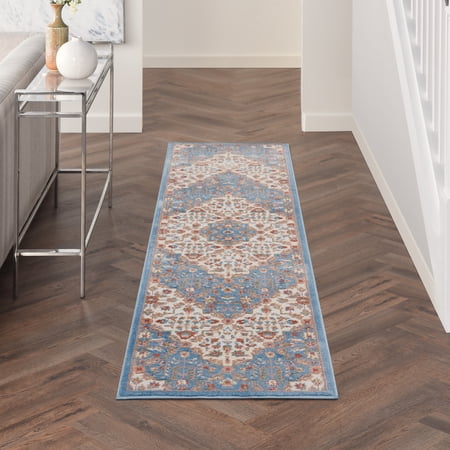 Nourison Elation Traditional French Country Ivory Blue Area Rug