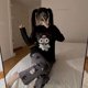 thumbnail image 3 of Sanrio Kuromi-Pijama Y2k para mujer, ropa de dormir coreana Kawaii de dos piezas, ropa suave para el hogar, regalo de Navidad y cumpleaños, 3 of 4