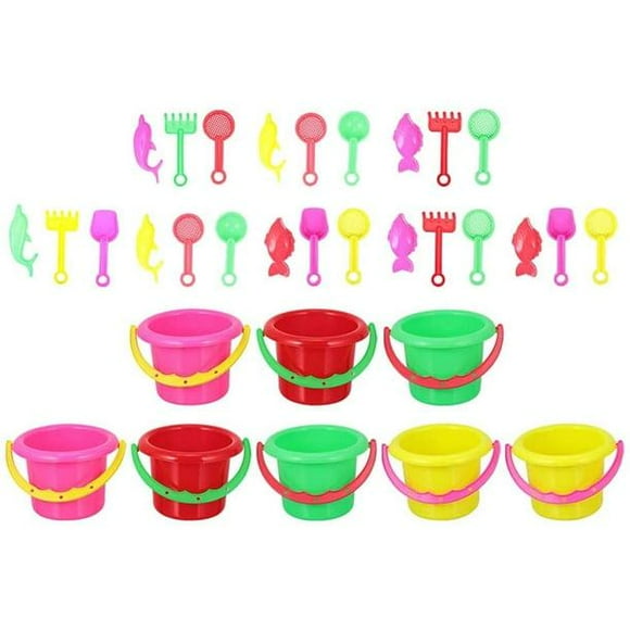 8 Sets Mini Beach Bucket and Set Sand Box Play Set Sand Beach Pails for Kids Beach and Sand Toys