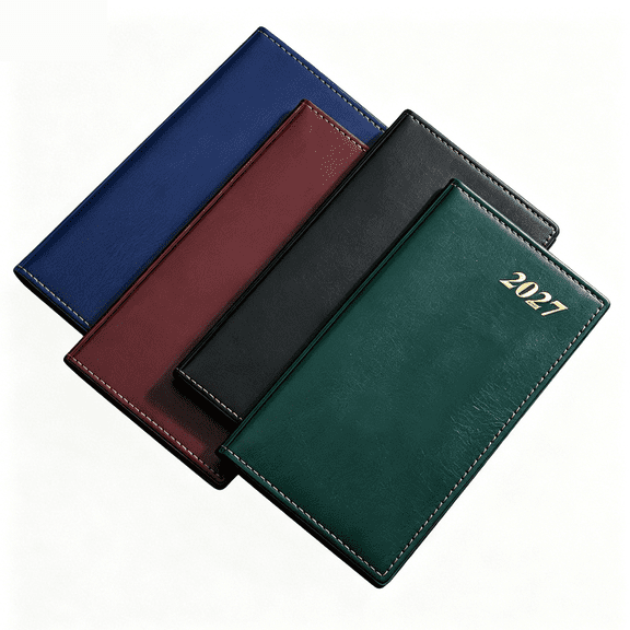 Lksixu Pocket Planner 2027, A6 Size PU Leather Weekly & Monthly Calendar Planner with Bookmark, Agenda Journal to Track Goals & Tasks, Portable Daily Organizer Notebook for Travel Office