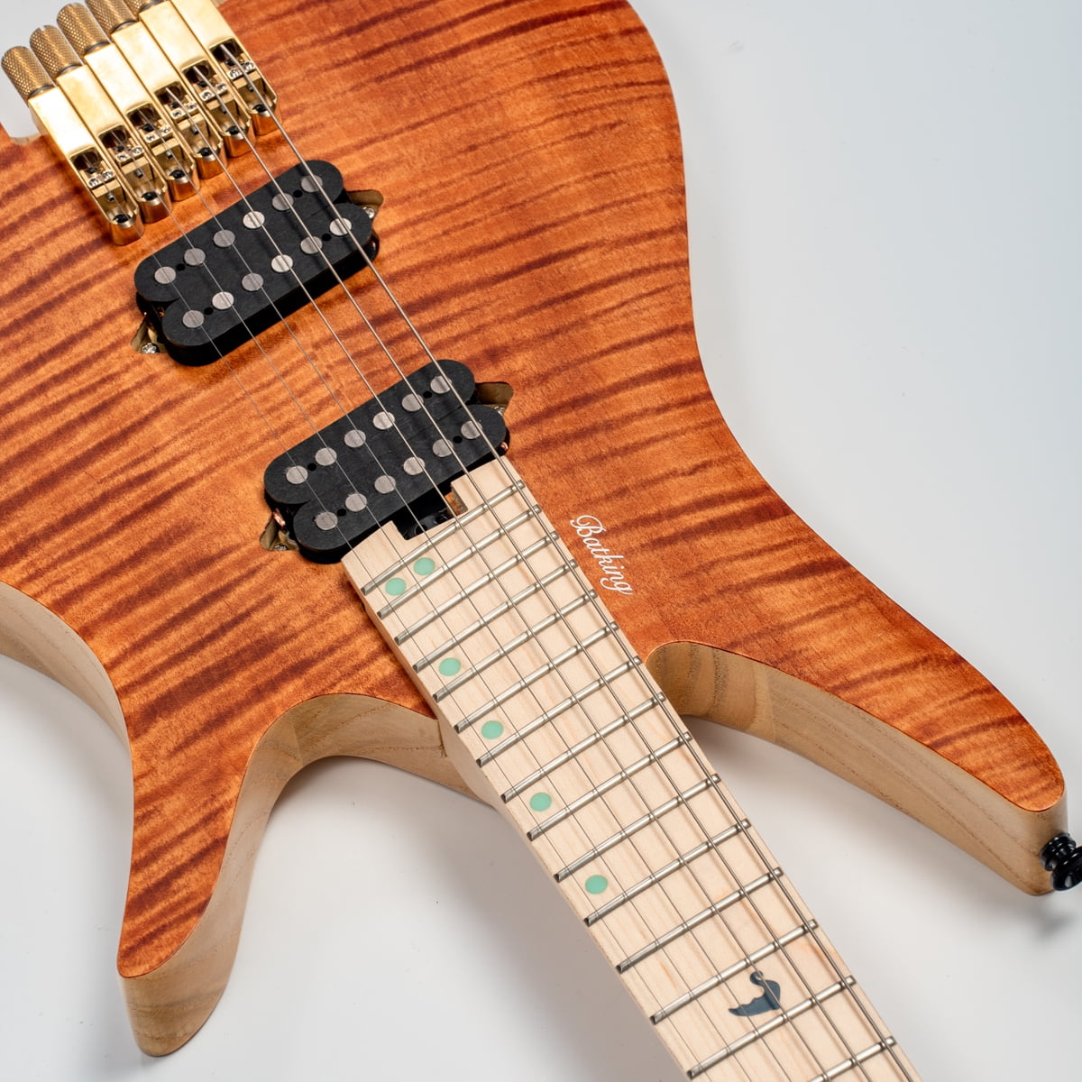 Batking Electric Headless Guitar Travel Guitar 6BR Multiscale Right-Handed 6 String Brown