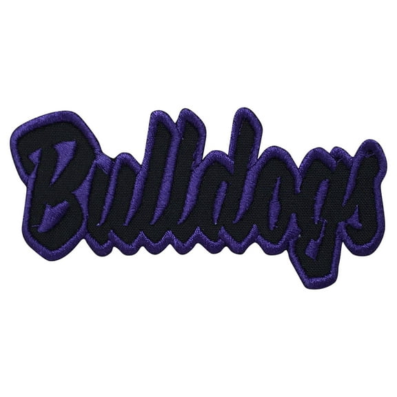 Bulldogs - Black/Purple - Team Mascot - Words/Names - Iron on Applique/Embroidered Patch