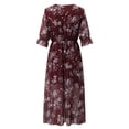 thumbnail image 5 of Baqcunre Fall Dresses For Women 2023 Women'S Summer Floral Printed Dress Casual V Neck Boho Flowy Sun Dresses Long Sleeve Dress Long Sleeve Dress For Women Womens Dresses Red Dress M, 5 of 8