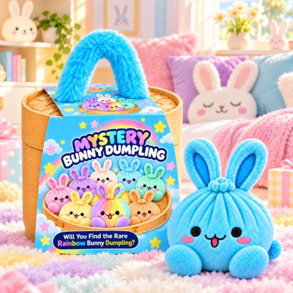 Mystery Bunny Dumpling Plush Squishy Toys, Surprise Stuffed Dumpling Blind Box, Novelty Collectible Stuffed Animal Squeezable Stress Relief Plushie for Birthday Holiday Party Favors