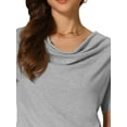 thumbnail image 5 of INSPIRE CHIC Women's Cowl Neck Short Sleeve Casual Stretchy Top M Grey, 5 of 6