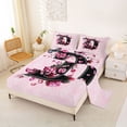 thumbnail image 2 of Erosebridal Pink D Letter Kids Queen Sheet Sets, Bohemian Damask Flower Bed Set, 4pcs, 2 of 5