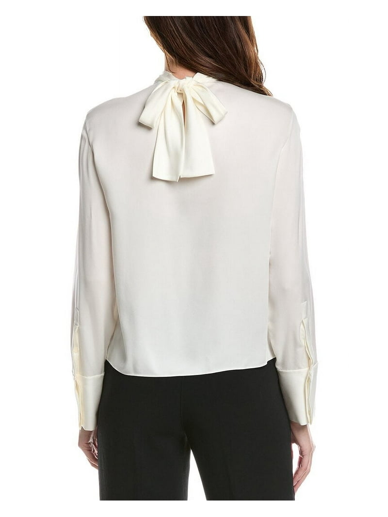 Theory womens Tie Turtleneck Silk Blouse, p, White - Walmart.com