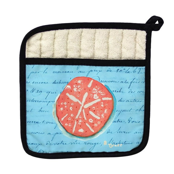 Betsy Drake Interiors Coral Sand Dollar Blue Pot Holder