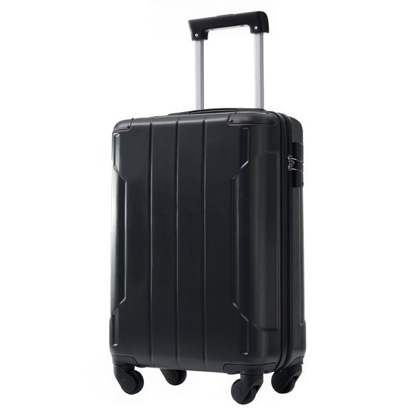Lightweight Durable Hardshell ABS 20-Inch Carry-On Luggage with Double Spinner Wheels & TSA Lock, Black