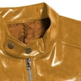 thumbnail image 3 of Maoxin Leather Jacket Men Men's Fashion Casual Solid Color Zipper Pockets Long Sleeve Hoodless Casual Outwear Plus Size Leather Jackets for Men Yellow 5XL, 3 of 5