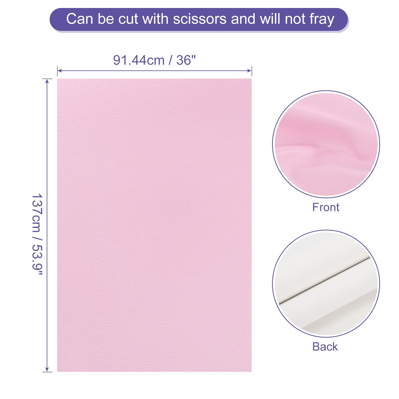 Uxcell Faux Leather 1 Yards Length 1mm Thick PU Leather for Sofa Bags DIY Crafts, Pink