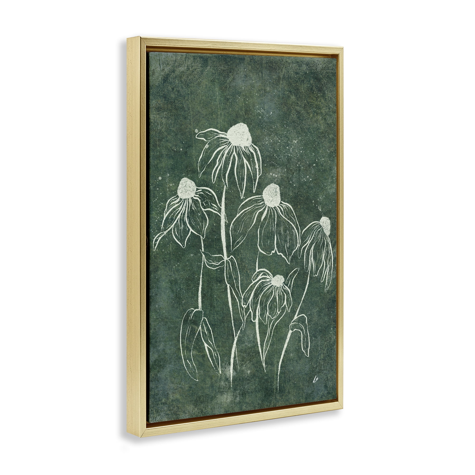 Stupell Industries Echinacea Garden Blooms Plants & Flowers Painting Gold Floater Framed Canvas Art Print Wall Art, 17 x 25