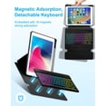 thumbnail image 5 of 7 Rainbow Backlight Rechargeable Detachable Keyboard Kit with Silent Wireless Mouse, 360 Swivel Adjustable Stand Case with Pencil Storage for iPad 7/8/9 10.2 inch, iPad Air 3 / Pro 10.5,Black, 5 of 9