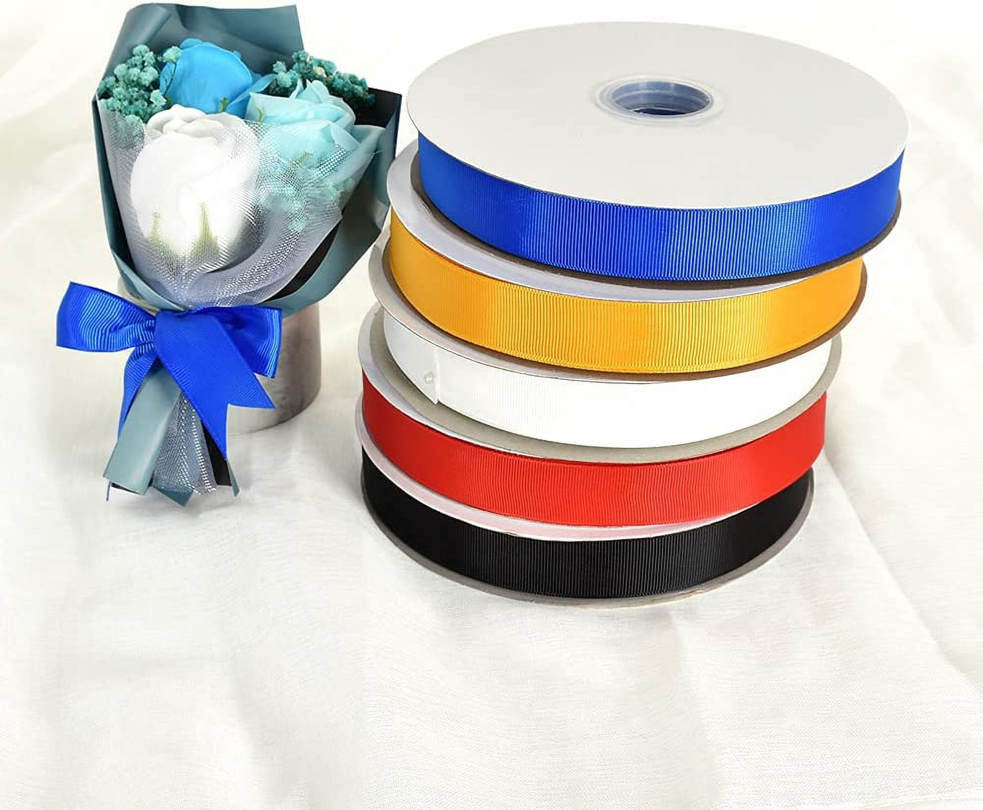 NANAHuang 100yds 1 Inch Grosgrain Ribbon Black Solid Grosgrain Ribbon Roll for Gift Wrapping Hair Accessories Sewing Bows Floral Wedding Decoration Valentine's Day Ribbons(1", Black)