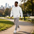 thumbnail image 6 of Men's Basic Baggy Hoodie, Long Sleeve Drawstring Hooded Sweatshirt, Fall Solid Color Casual Loose Fit Pullover with Pocket White 3XL, 6 of 6
