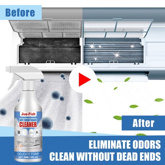Air Conditioner Foaming Cleaner, 60ml No Washing Air Conditioner Foaming Coil Cleaner Spray, All-purpose Household Bubble Cleaner, Multi-Purpose Removal of Peculiar Smell Home Office Cleaner (1PCS)