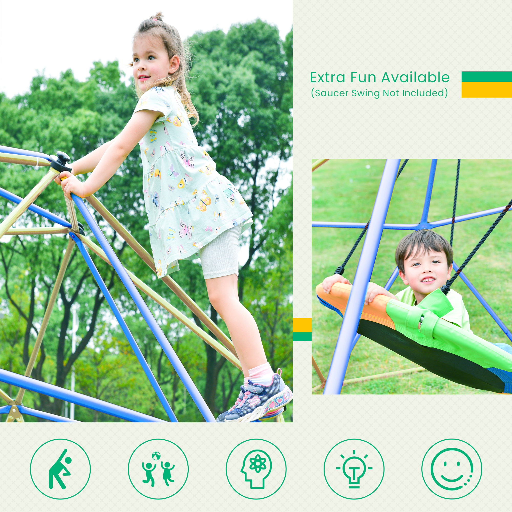Aukfa 12FT Climbing Dome for Kids Ages 3-10, Climbing Dome Tower, Supports 1000LBS, Coffee