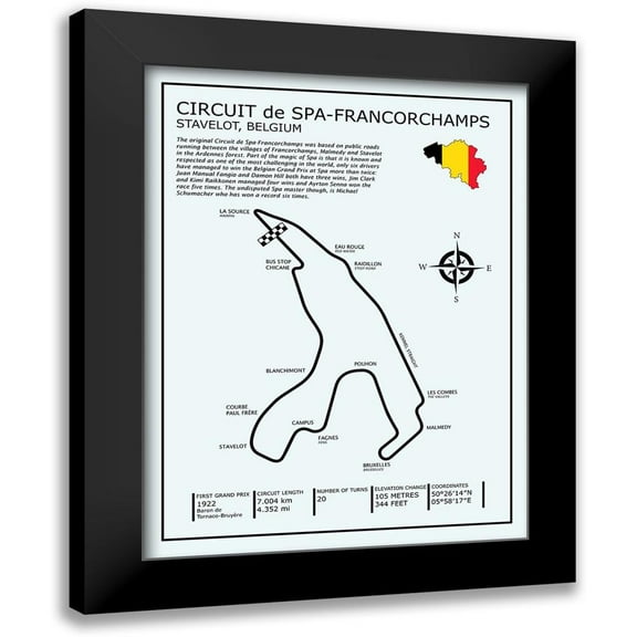 Rogan, Mark 12x14 Black Modern Framed Museum Art Print Titled - Spa-francorchamps Circuit