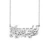 Personalized Name Necklace with Beading and Rhodium on Name and Tail