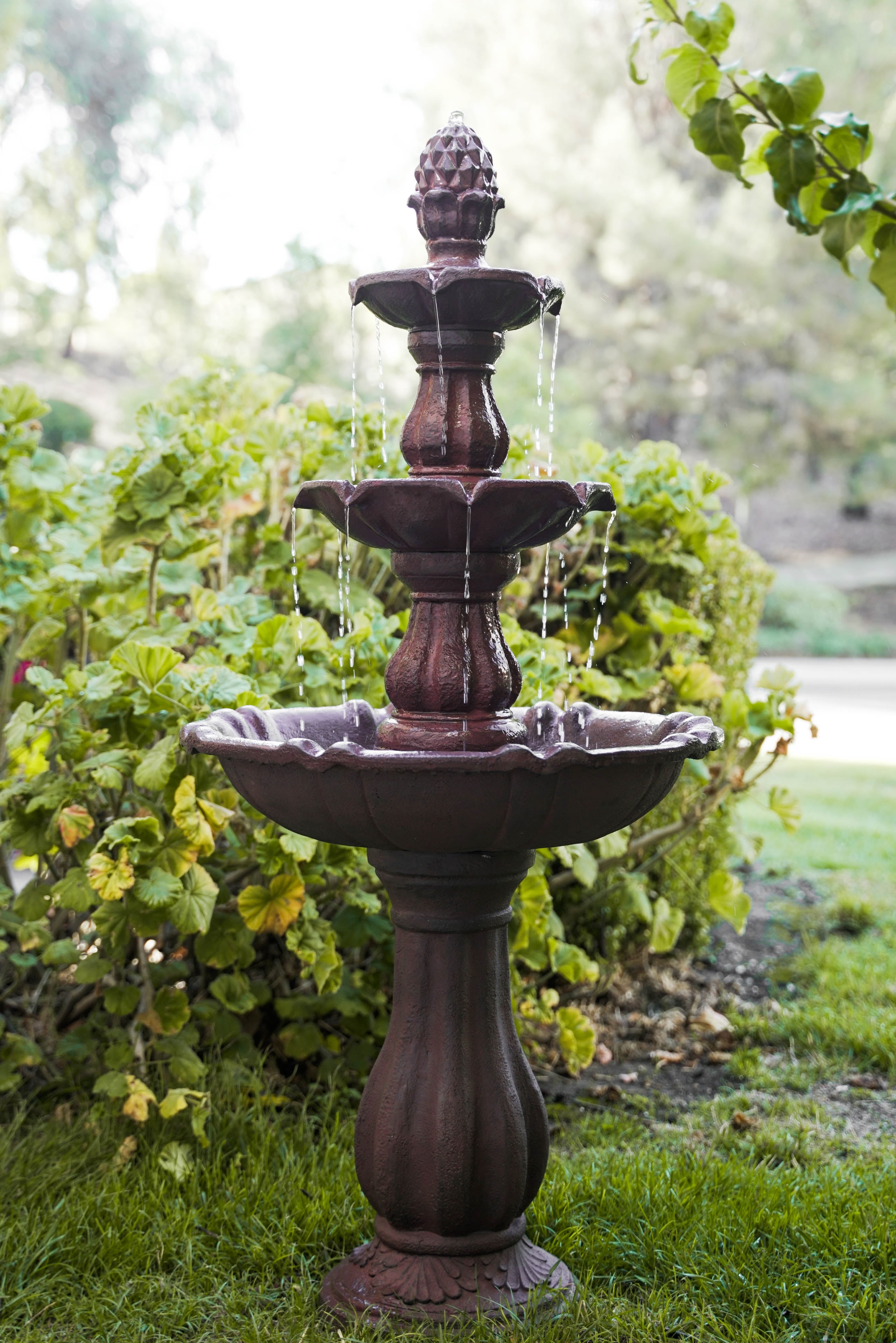 Xbrand 3 Tier Freestanding Waterfall Fountain Wled Light Outdoor