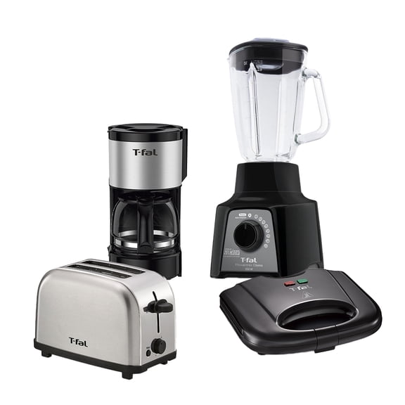 Combo Licuadora Tfal 8 Velocidades, Cafetera,Tostador y Sandwichera Color Negro