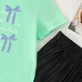 thumbnail image 4 of Cethrio Girls Summer Outfit Sets, Short Sleeve Graphic 2 Piece Casual T-Shirts and Pants Set Green Size 7-8 T, 4 of 5