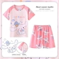 thumbnail image 4 of Conjunto de pijama fino Kawaii Sanrios Hello kittys Kuromi Cinnamoroll para niños, pantalones cortos de manga corta, ropa de casa, Verano, 4 of 4