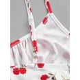 thumbnail image 4 of White Cherry Print Fit & Flare Mini Dress With Spaghetti Straps And Tie Front, 4 of 5