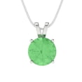 thumbnail image 4 of Clara Pucci 18K White Solid Hypoallergenic Gold 2Ct Green Zircon Round Brilliant Cut Solitaire Designer Necklace Pendant For April, 4 of 7