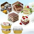 thumbnail image 5 of 30 Pcs Foil Mini Cake Baking Pans 5 oz Disposable Ramekins Cupcake Tins with Lids Muffin Baking Cups Square Loaf Pans Aluminum Foil Dessert Cups for Wedding Birthday Party Picnics,Gold,Topboutique, 5 of 7