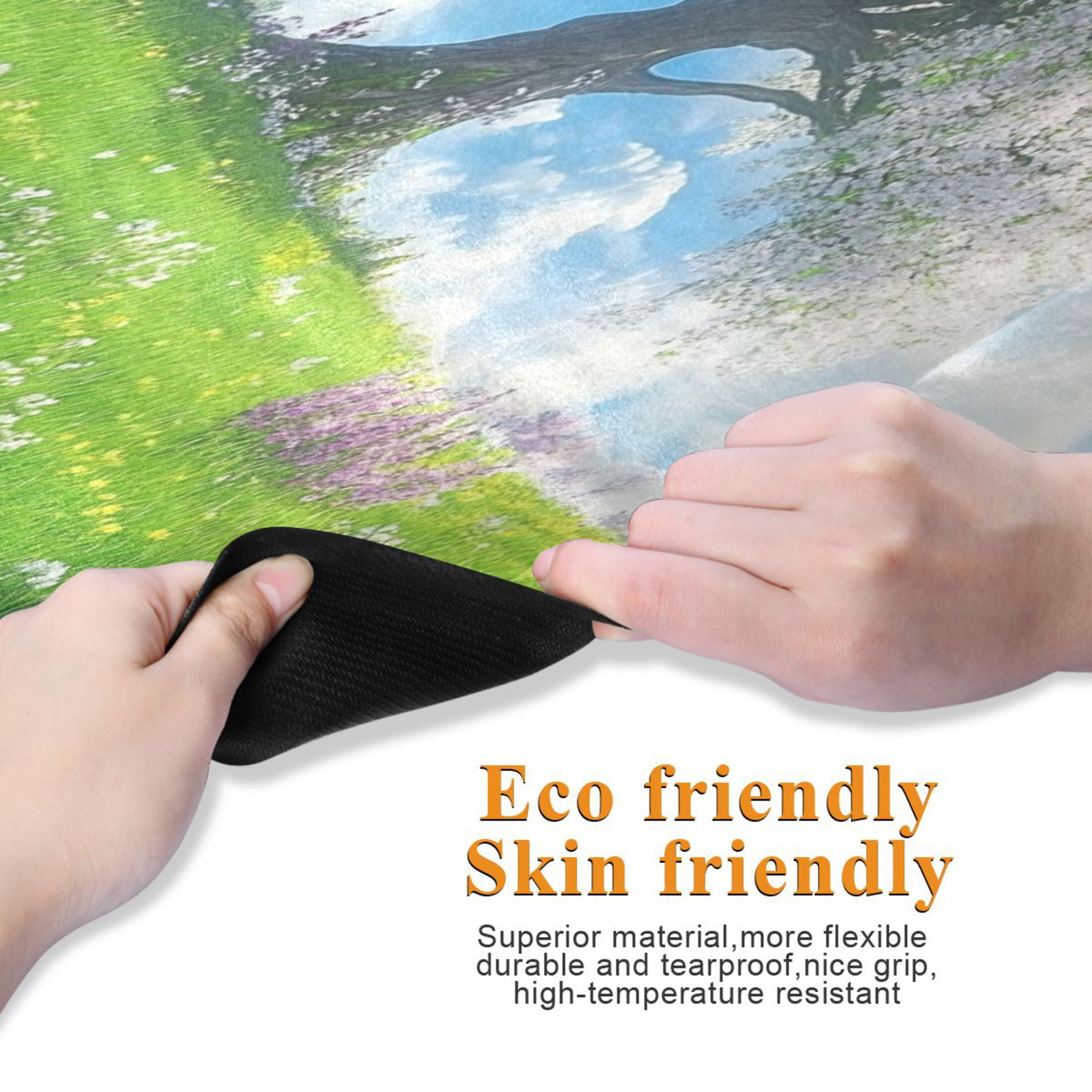 BZSMCE Yoga Mat Women Blossoming Tree in Sunny Field Fitness Mat