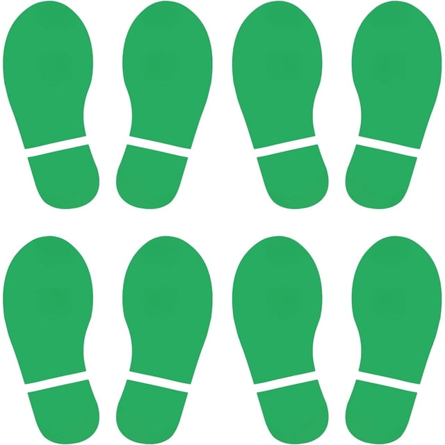 PATIKIL 6x2.5" Footprint Sticker, 4 Pairs PVC Shoes Floor Decal Sign for Class Decor Stair Guide, Green