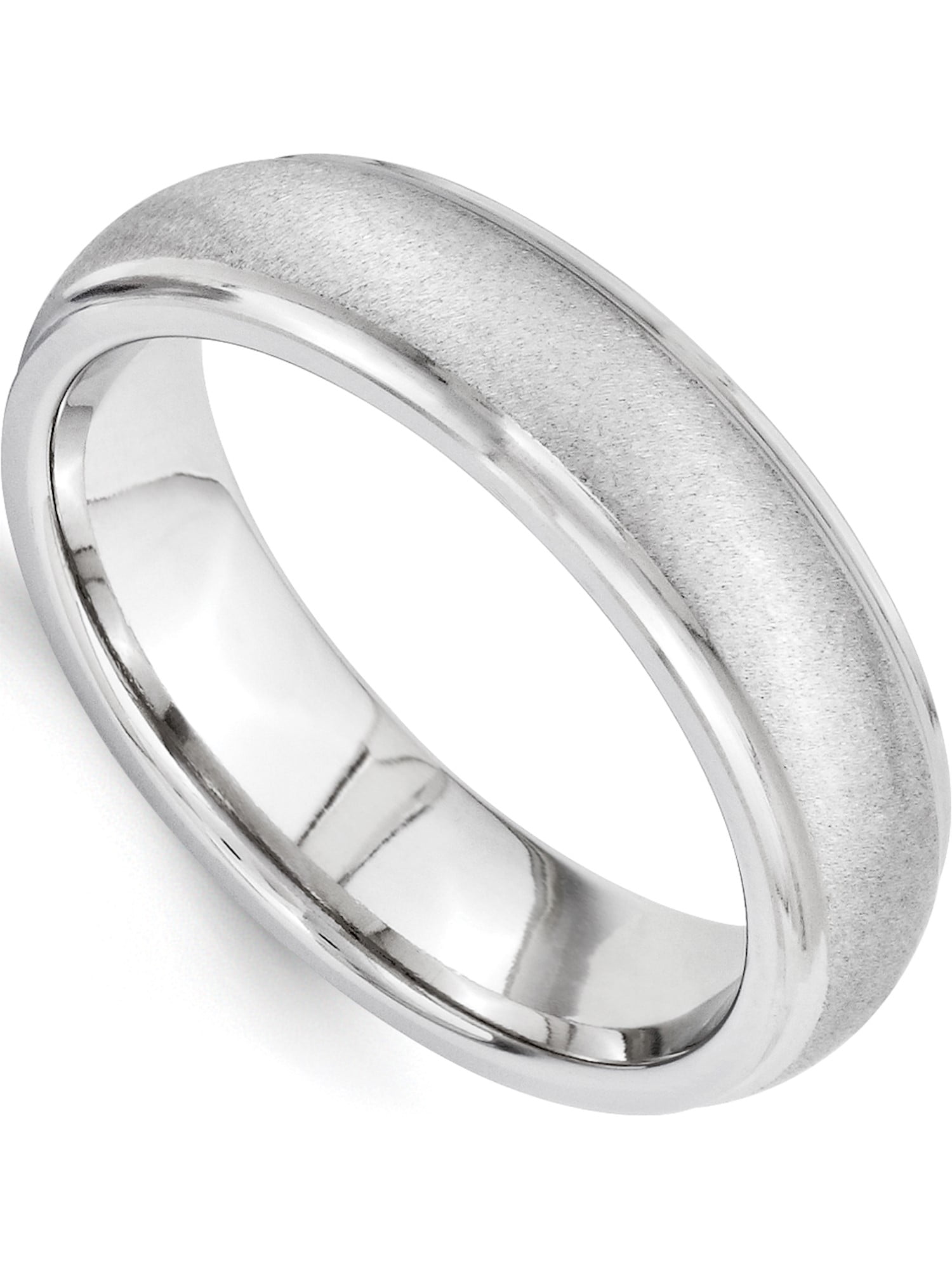 Titanium Polished //Stone Finish Center Grooved Edge Sterling Inlay Band