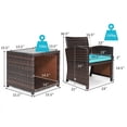 thumbnail image 2 of Gymax 3PCS Rattan Patio Conversation Furniture Set Yard Outdoor w/ Turquoise Cushions, 2 of 9