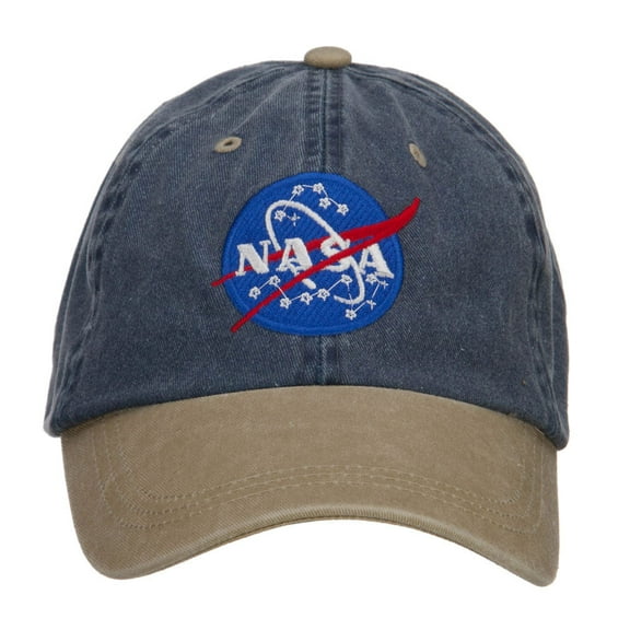 NASA Insignia Embroidered Washed Two Tone Cap - Navy Khaki OSFM