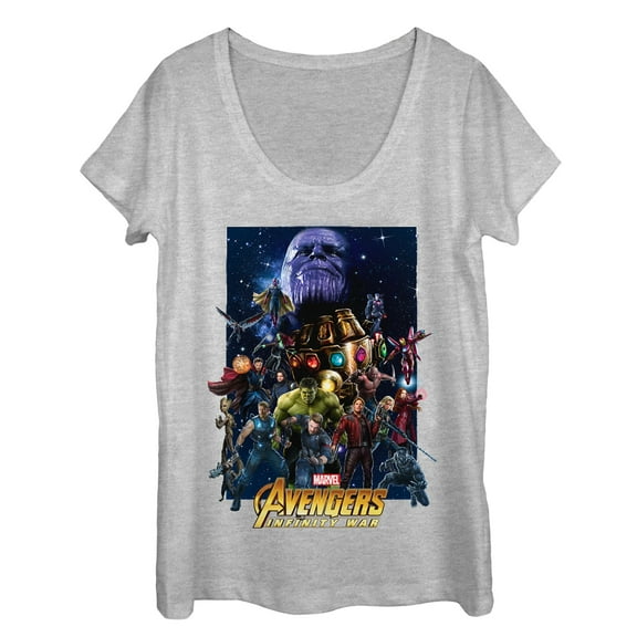 Women's Marvel Avengers: Infinity War Character Collage Scoop Neck Athletic Heather Medium