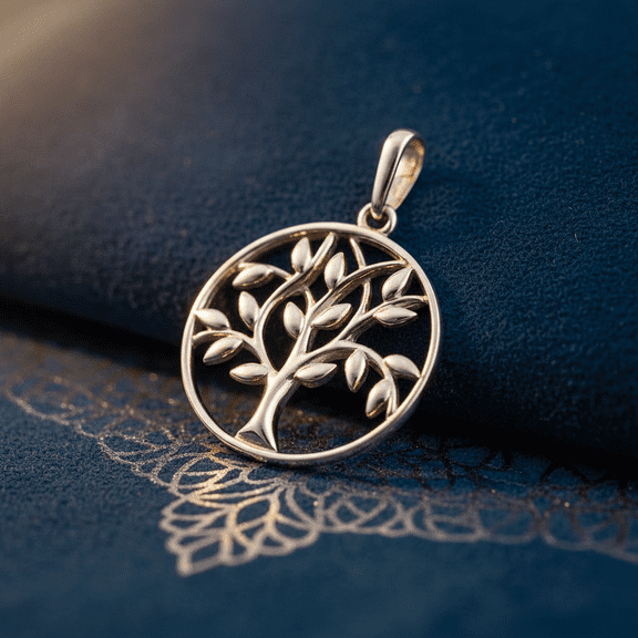 Vinali 14K Solid White Gold Tree of Life Pendant for Women & Teens