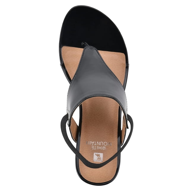 WHITE MOUNTAIN Sandale Compensée pour Femme, Noir/verni/lisse, 10 m