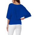 thumbnail image 3 of Plus Size Women's V Neck T Shirt: Batwing Sleeve, Loose Fit, Solid Color, Comfortable, 3 of 5