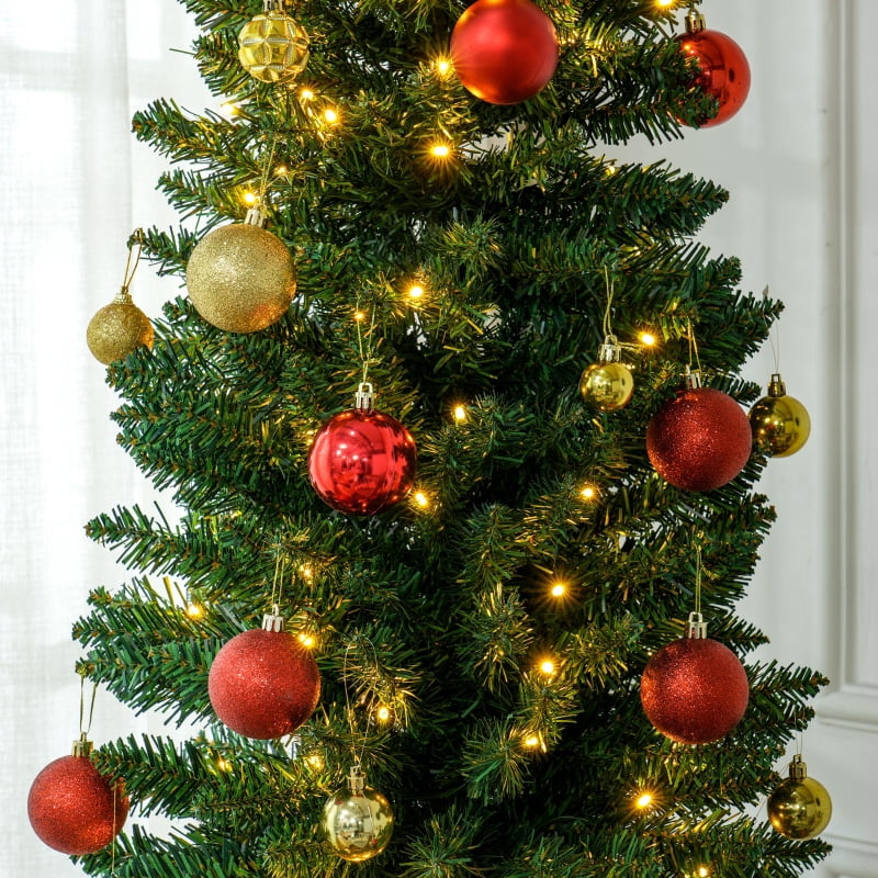 Alvantor Christmas Tree Pre-Lit Pencil with Warm White LED Lights 21.75x21.75x96 in 8ft Green