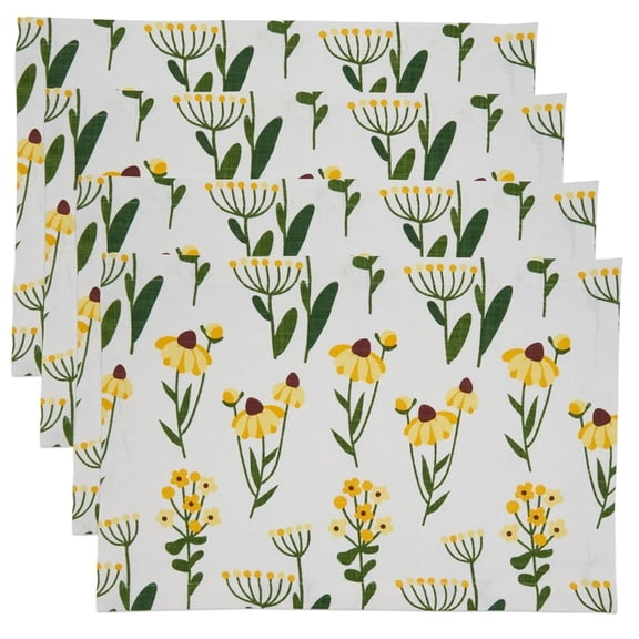 Fennco Styles Garden Daisy Print 100% Cotton Table Linen Collection
