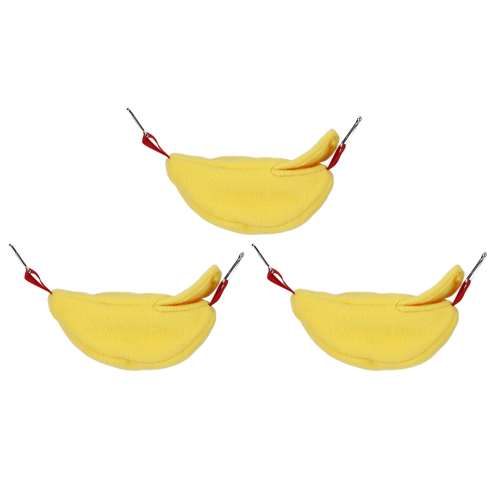 Cozy Flannelette Banana Shape Hanging Hamster Bed & Parrot Winter Warm Hammock Nest, Small Animal Swing Cage House (Yellow, 7.9 x 2.8 in / 20 x 7 cm, 3 Pack)